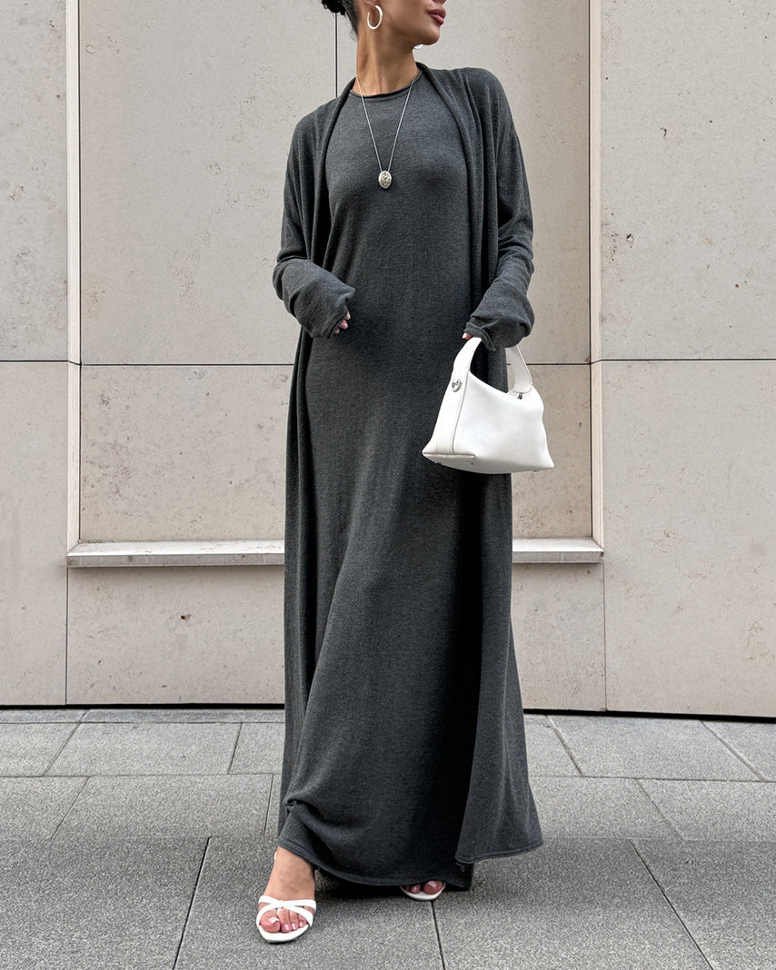 Berg-Feldt | Strick Strickjacke mit Langen Ärmeln und Satz Aus Trägerkleid