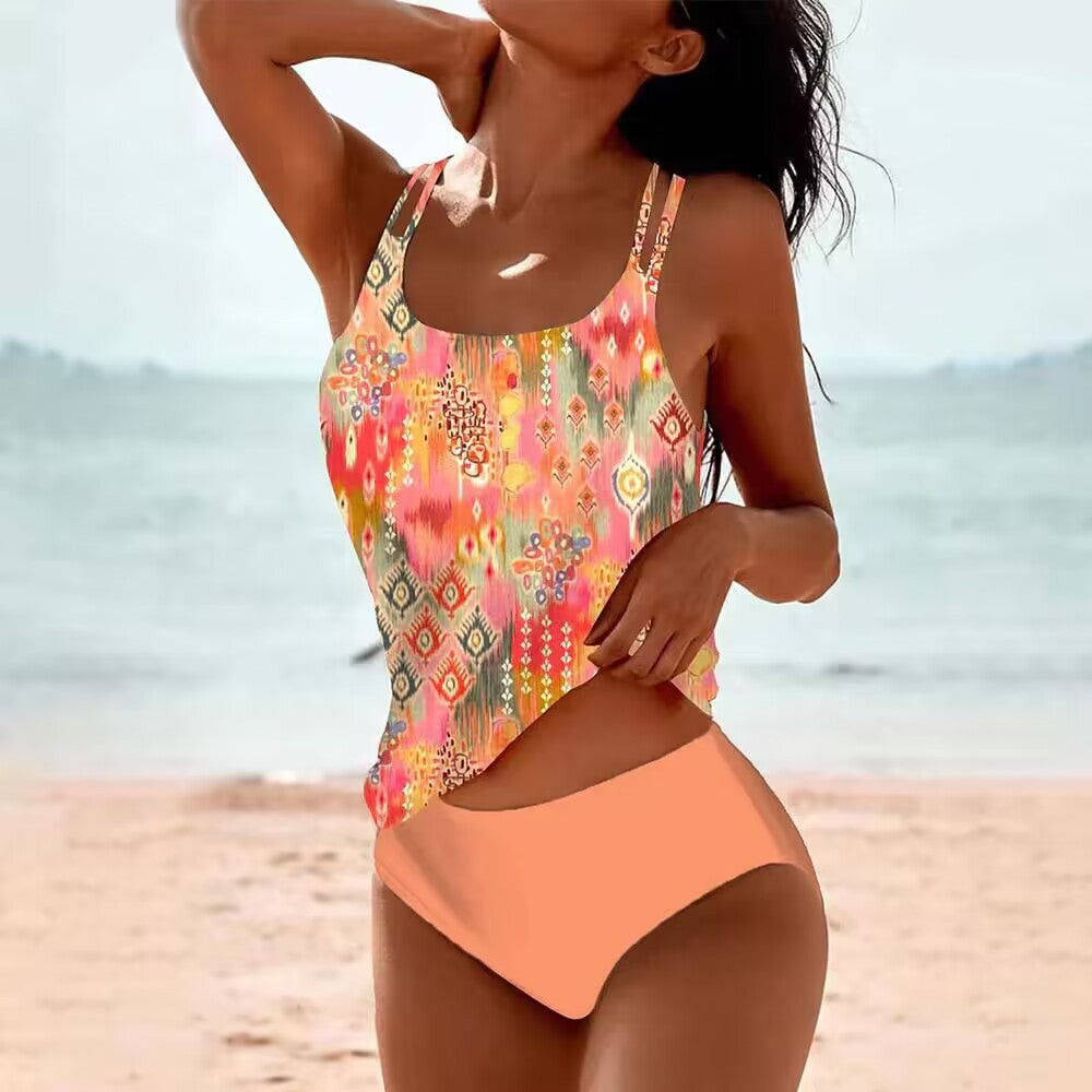 Ensemble tankini femme avec motif floral et bretelles réglables, par berg-feldt