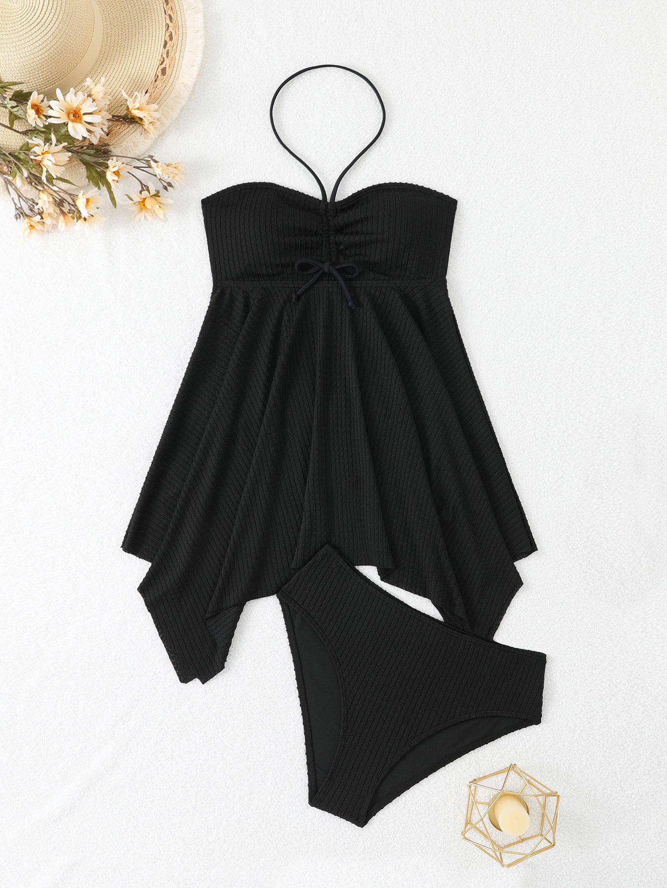 Asymmetrischer Damen Tankini mit Rüschen und verstellbarem Oberteil von berg-feldt