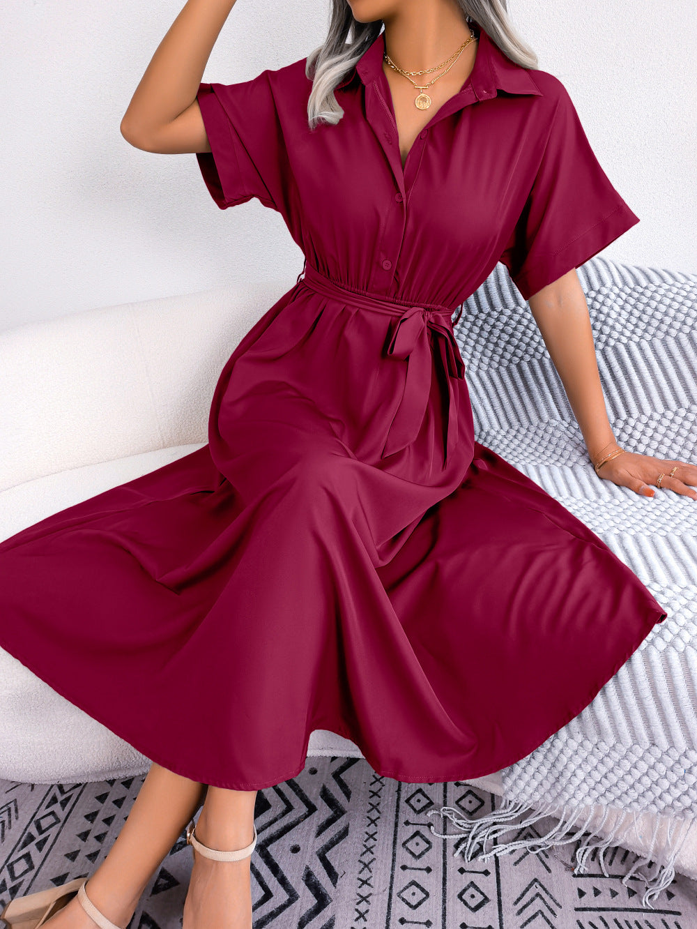 Wickelkleid für Damen mit Gürtel und weitem Rock von berg-feldt
