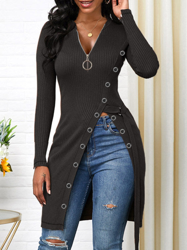 Asymmetrisches Strickkleid für Damen mit seitlichem Knopfdetail von berg-feldt