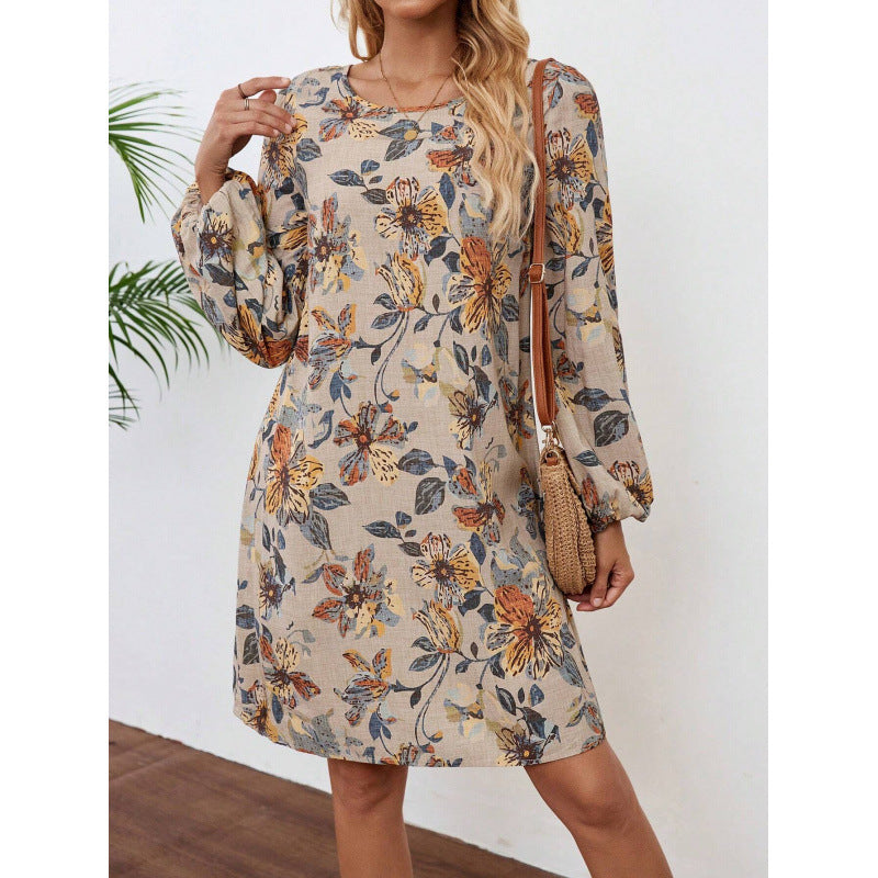 Abstrakt gemustertes Damen-Langarm-Kleid Berg-Feldt