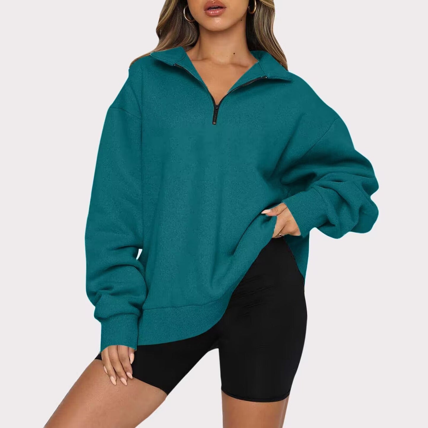 Bequemer Damen-Pullover mit Reißverschluss, Oversized, berg-feldt