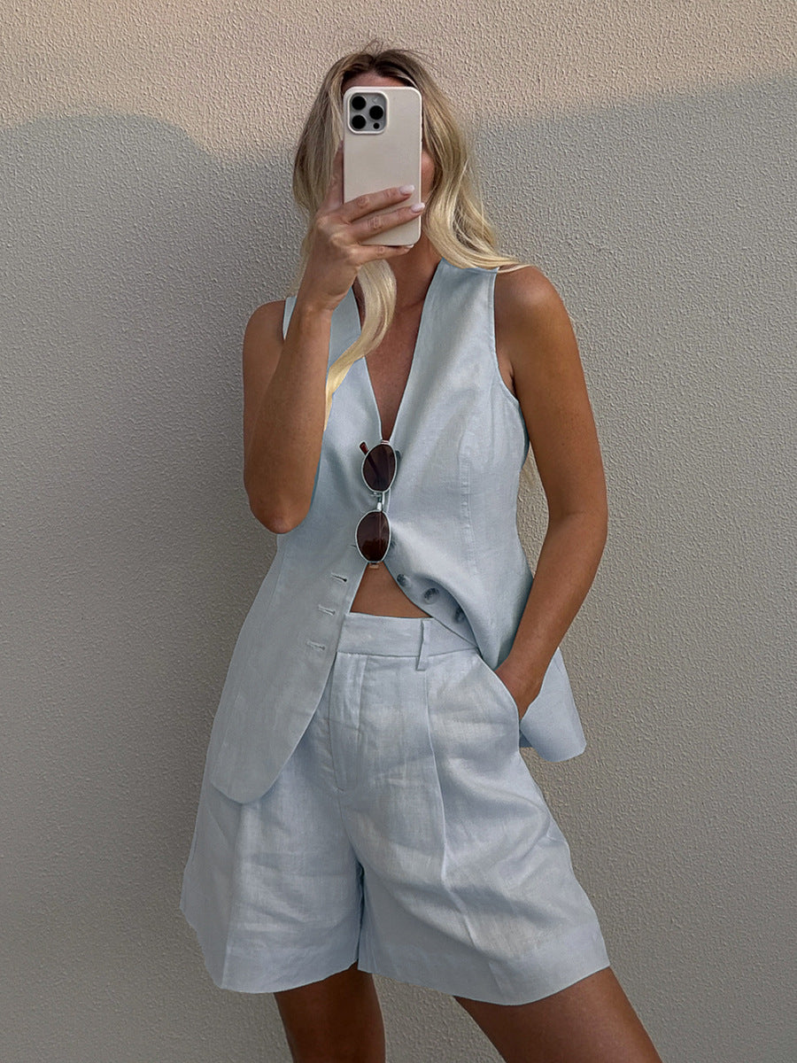 Women's Tailored Linen Blazer and Shorts Set by berg-feldt