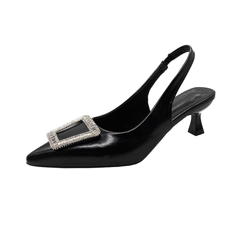 Elegante Slingback Pumps mit Spitzzeh und Strassschnalle von berg-feldt