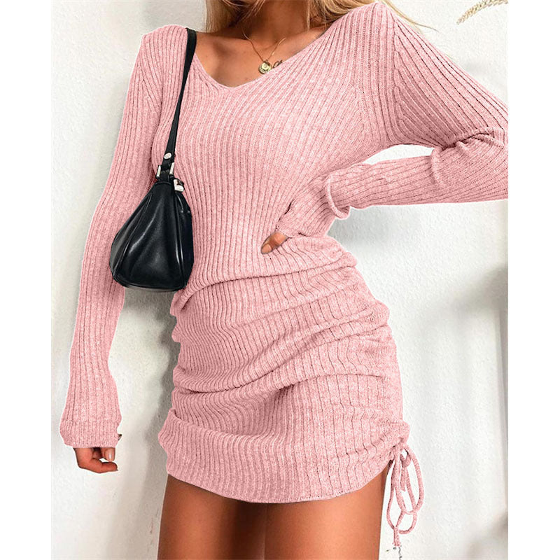 Wickelkleid für Damen mit feiner Rippstruktur und eleganten Bindebändern von berg-feldt