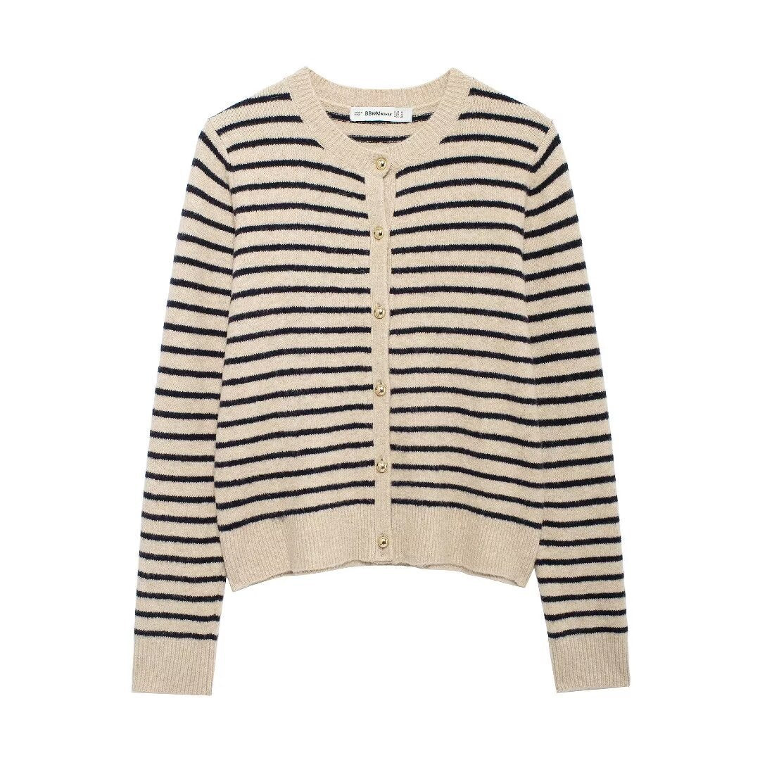 Women's Striped Button-Up Knit Cardigan berg-feldt