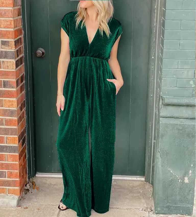 Weitbeiniger Damen Jumpsuit mit V-Ausschnitt in Relaxed Fit von berg-feldt