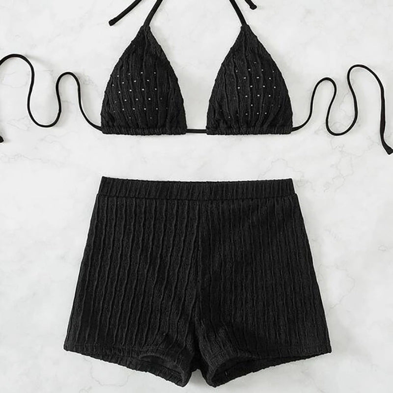 Women's Rip-Triangle Bralette and High-Waisted Shorts Bikini Set by Berg-Feldt