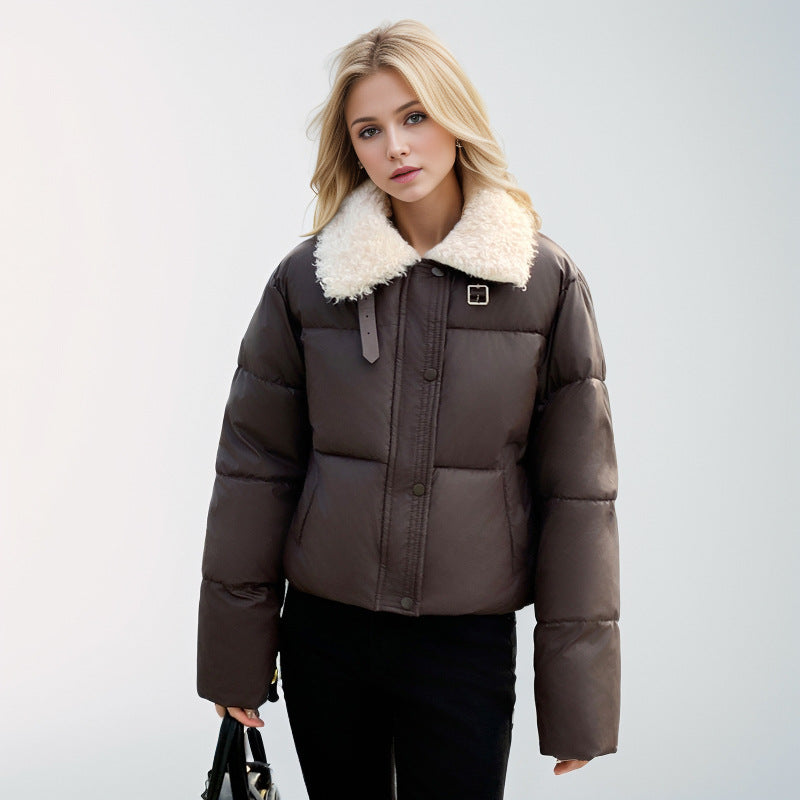 Veste courte d'hiver matelassée pour femme avec élégant col en fausse fourrure Berg-Feldt