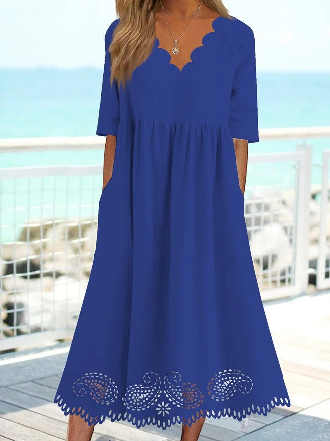 Robe midi élégante avec bordure en dentelle par berg-feldt