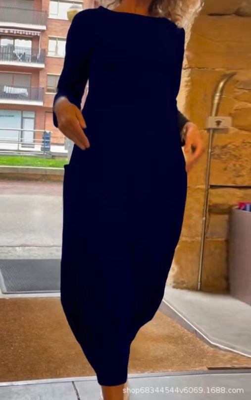 Robe midi asymétrique Berg-Feldt pour femme avec ourlet et poches