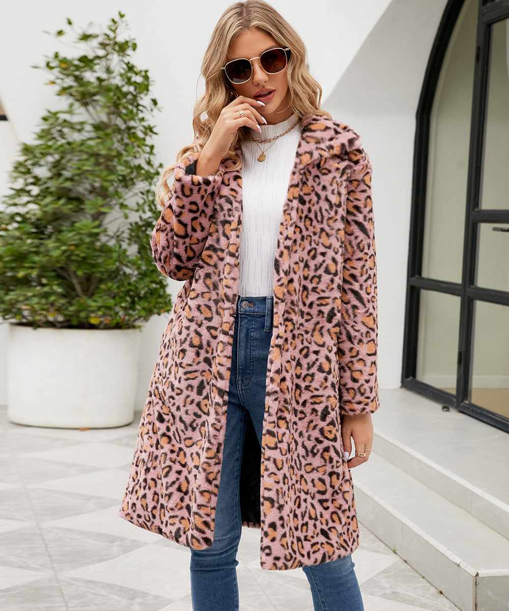 Manteau léopard duveteux pour femme Berg-Feldt
