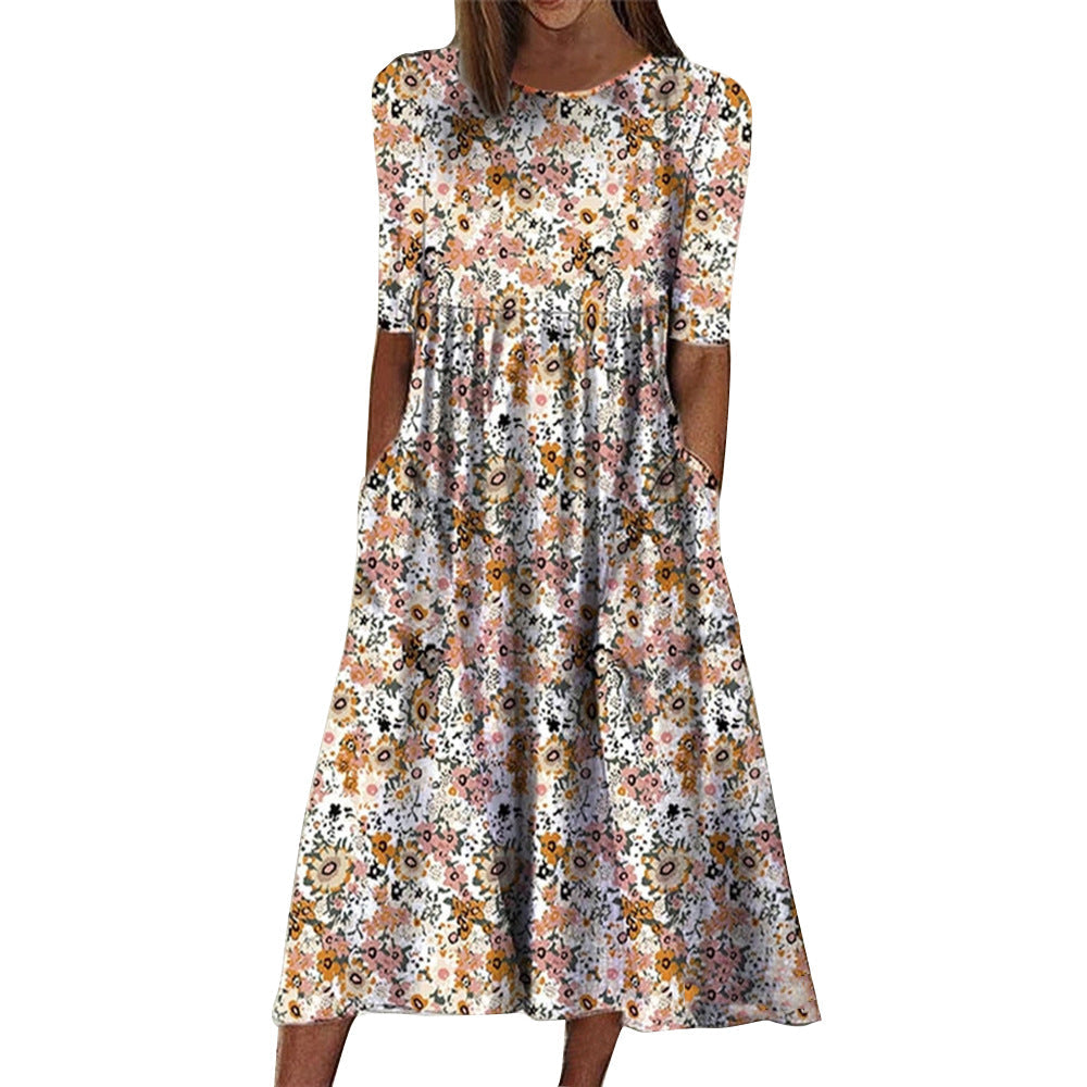 Robe midi à fleurs pour femme Berg-Feldt, coupe confortable