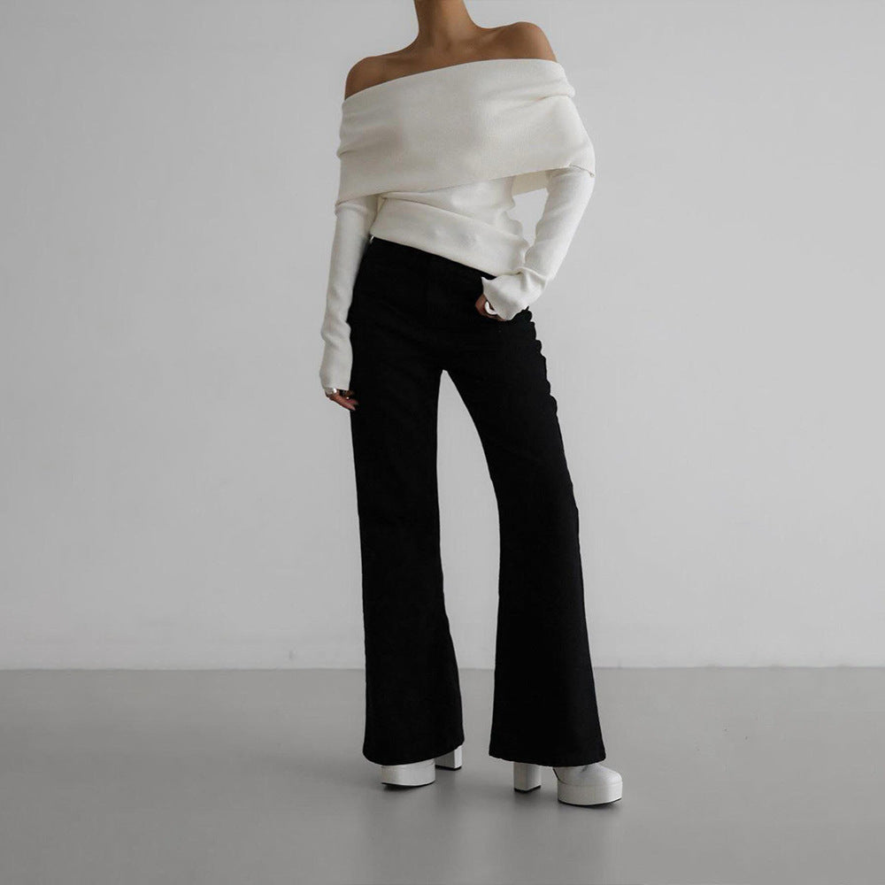 Women's Off-Shoulder Knit Sweater and Wide-Leg Pants Set berg-feldt