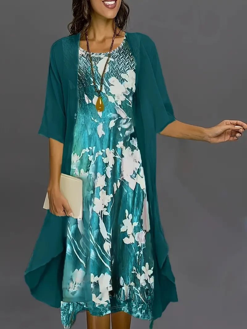 Robe décontractée élégante pour femme à coupe asymétrique et motif floral de berg-feldt
