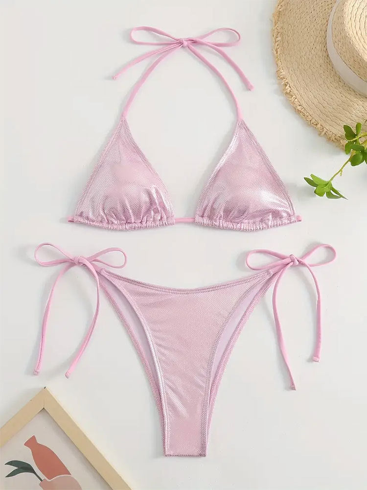 Ensemble bikini pour femme : Haut de maillot triangle à bretelles réglables et motif scintillant, de berg-feldt