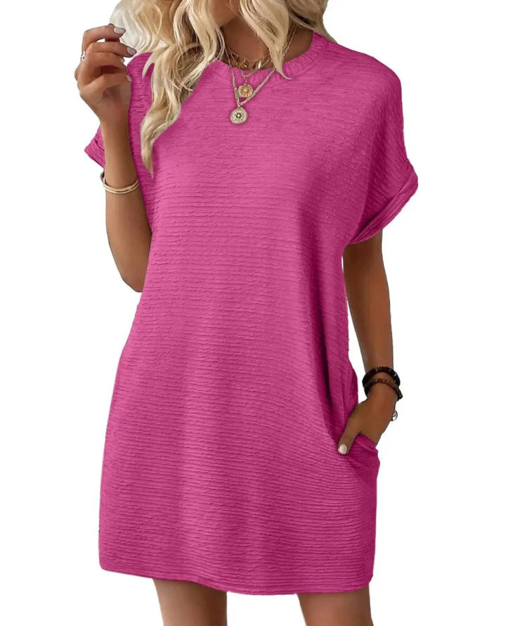 Robe courte légère à manches courtes pour femme avec texture et poches latérales de berg-feldt