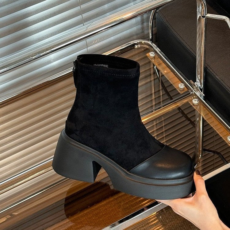 Wildleder Stiefeletten mit Chunky Heel, Seitenreißverschluss von berg-feldt für Damen