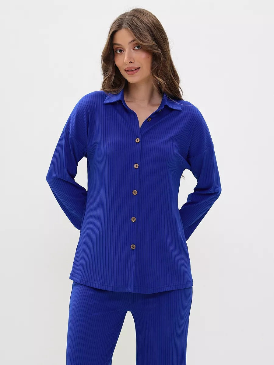 Ensemble ample et confortable pour femme à rayures avec boutons, par berg-feldt