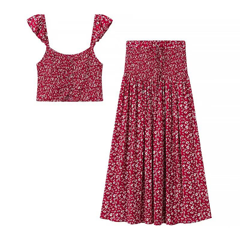 Women's Floral Crop Top and Maxi Skirt Set by berg-feldt