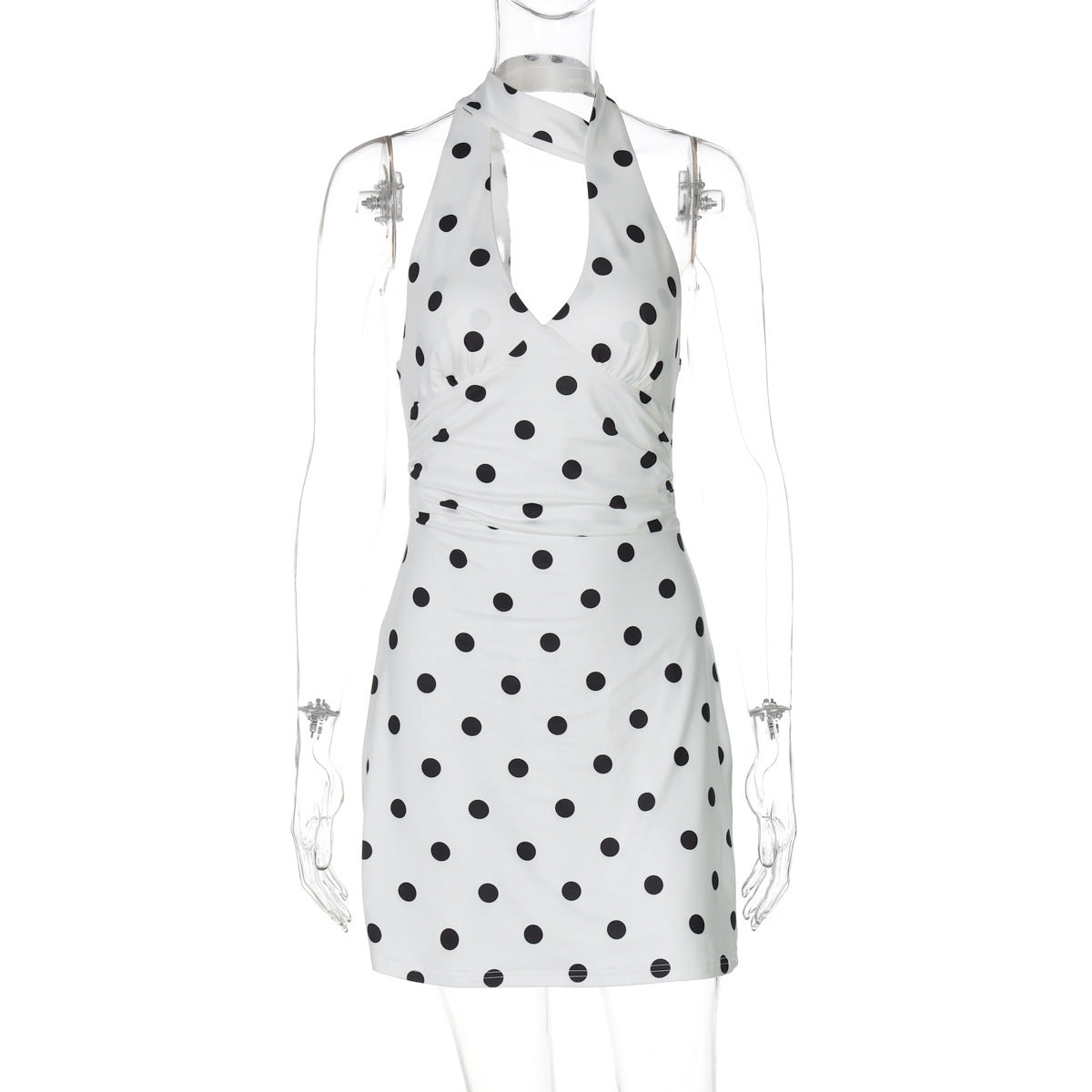 Wickelkleid für Damen mit Polka Dots, tiefem V-Ausschnitt und modischen Trägern von berg-feldt