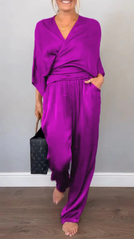 Wickel-Oberteil und weite Hose Damen Chiffon Zweiteiler berg-feldt