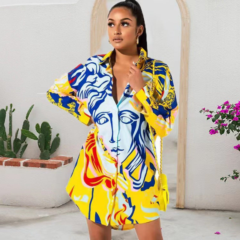 Women's Artistic Print Button Shirt by berg-feldt