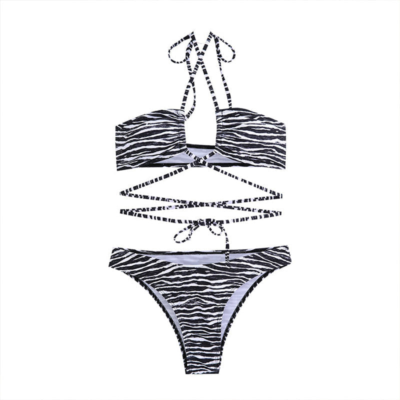 Women's Zebra Print Cut-Out Bikini Set by berg-feldt