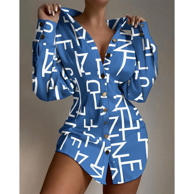 Women's Graphic Print Mini Button-Up Dress by berg-feldt