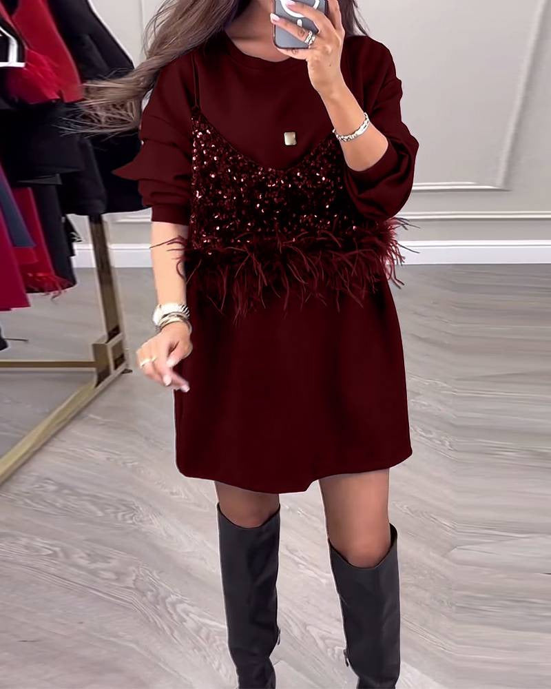 Robe décontractée élégante pour femme avec paillettes et franges de berg-feldt