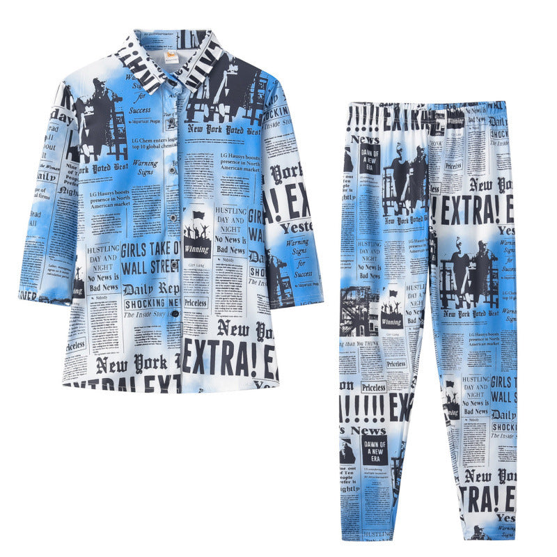 Women's Newspaper Print Pajama Set berg-feldt