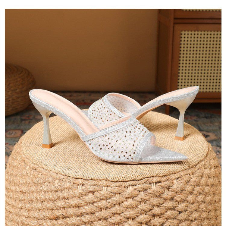 Mules à talon élégantes pour femme avec strass et bout ouvert, par berg-feldt