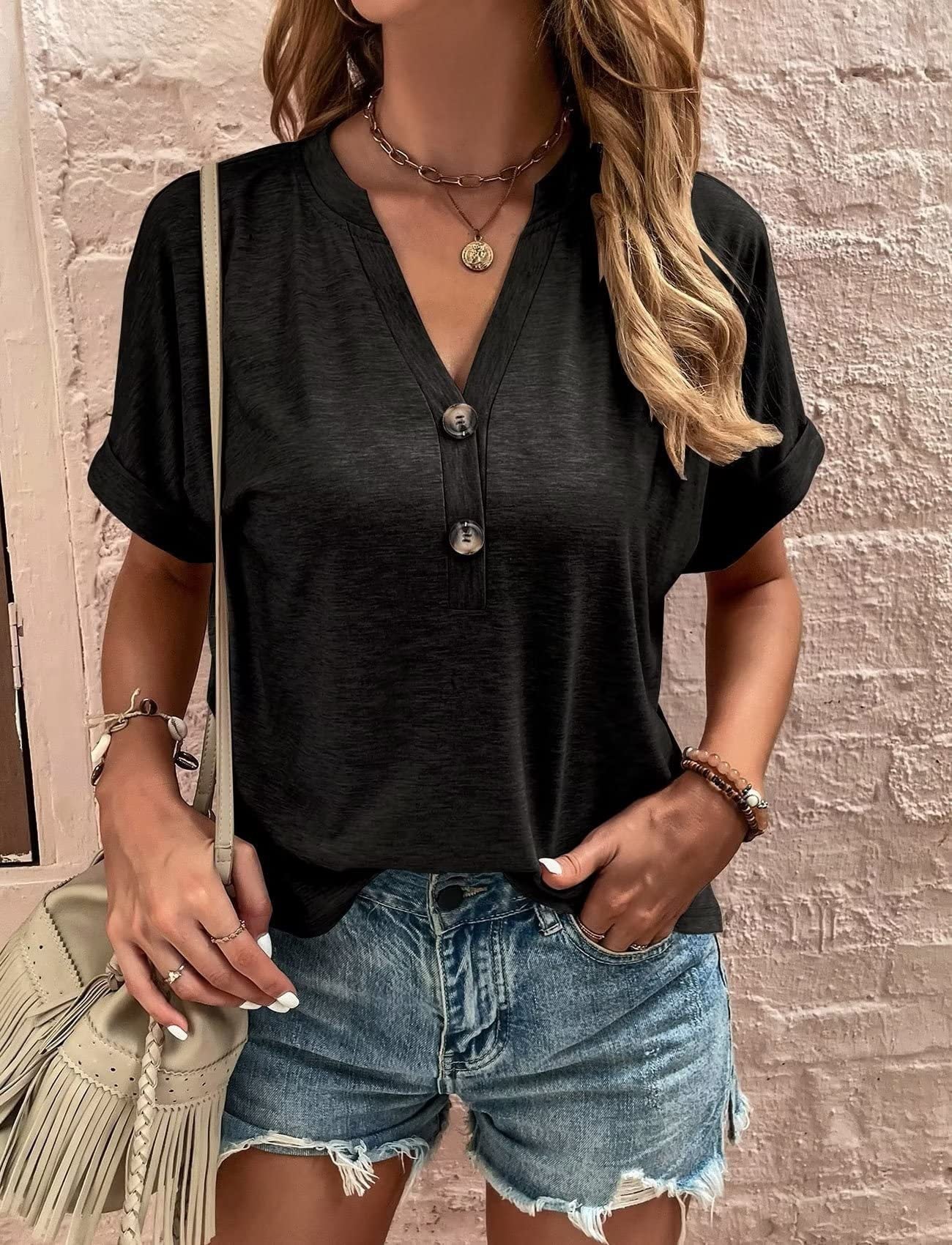 Women's Relaxed Henley T-Shirt by berg-feldt