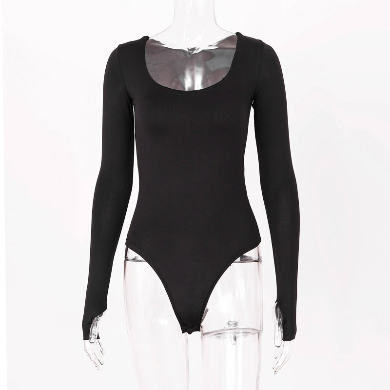 Figurbetonter Damen-Bodysuit mit tiefem Ausschnitt und langen Ärmeln von berg-feldt