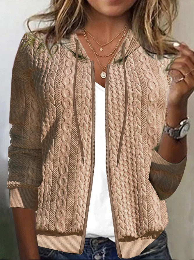 Women's Cable Knit Zip-Up Hoodie by berg-feldt