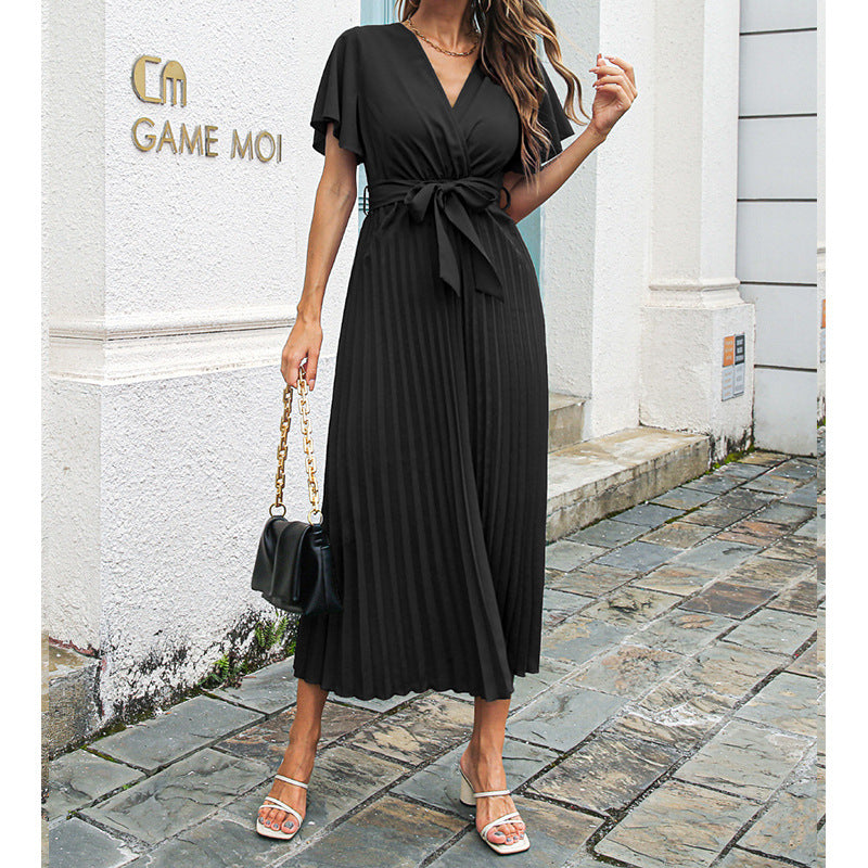 Wickel-Maxikleid für Damen mit Volants und Gürtel von berg-feldt
