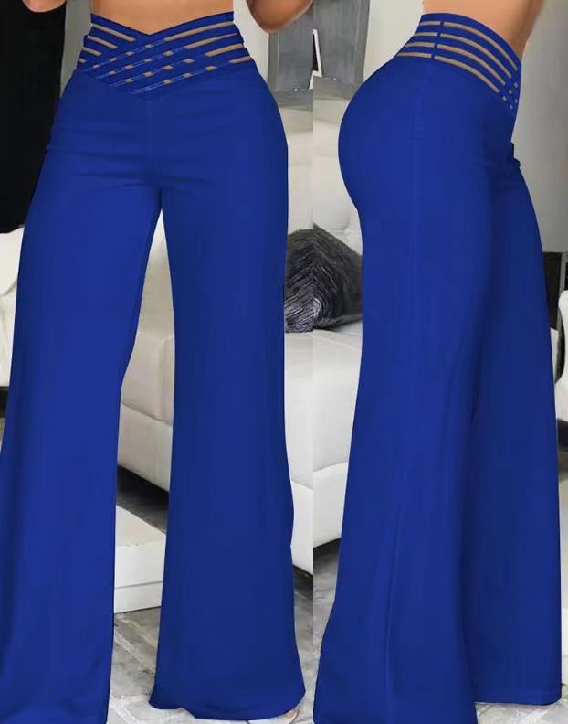 Weite Damen-Freizeit Hose mit hohem Bund und Gürtel
