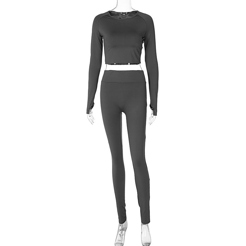 Atmungsaktives Sport-Set für Damen: Cropped Top und Leggings mit elastischem Bund von berg-feldt