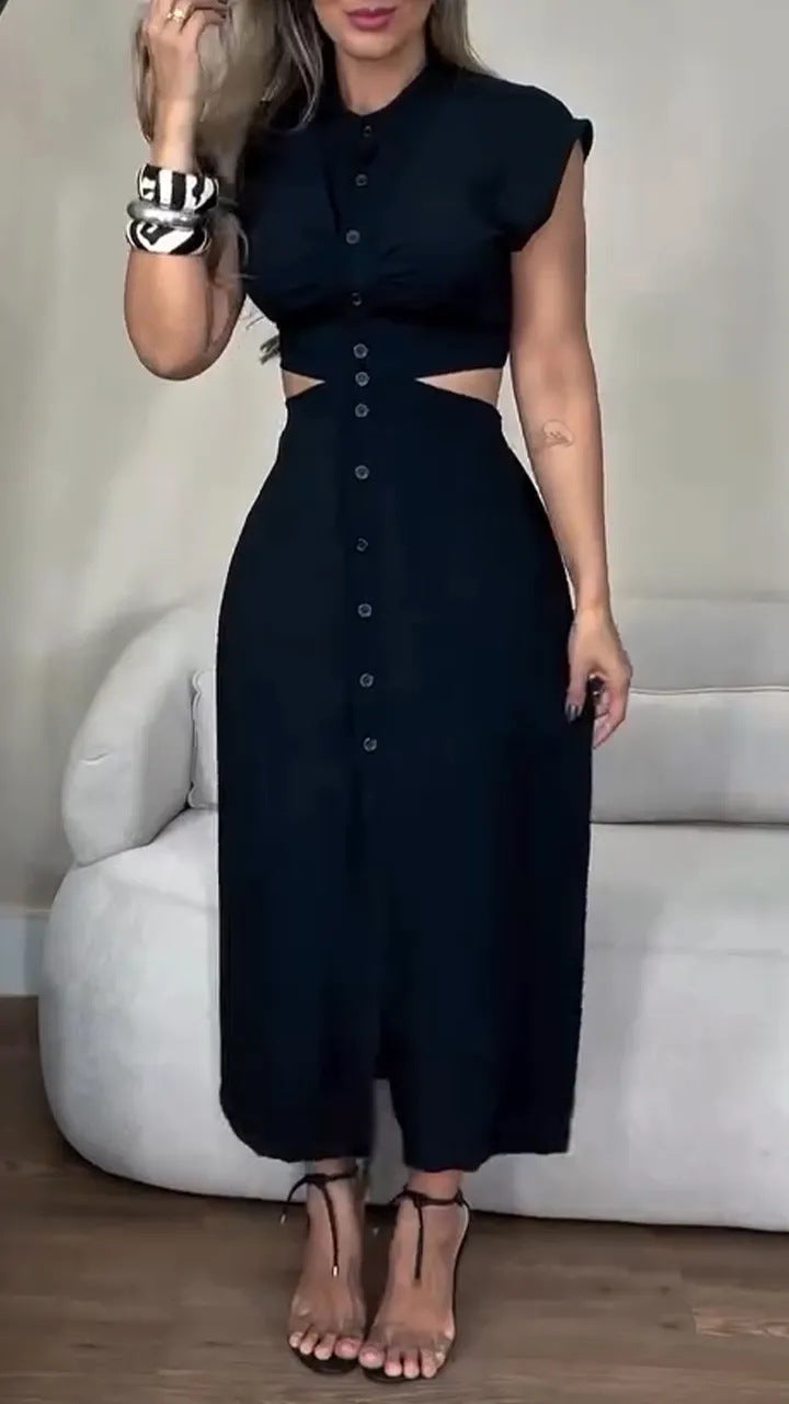 Asymmetrisches Maxikleid mit Taillengürtel von berg-feldt