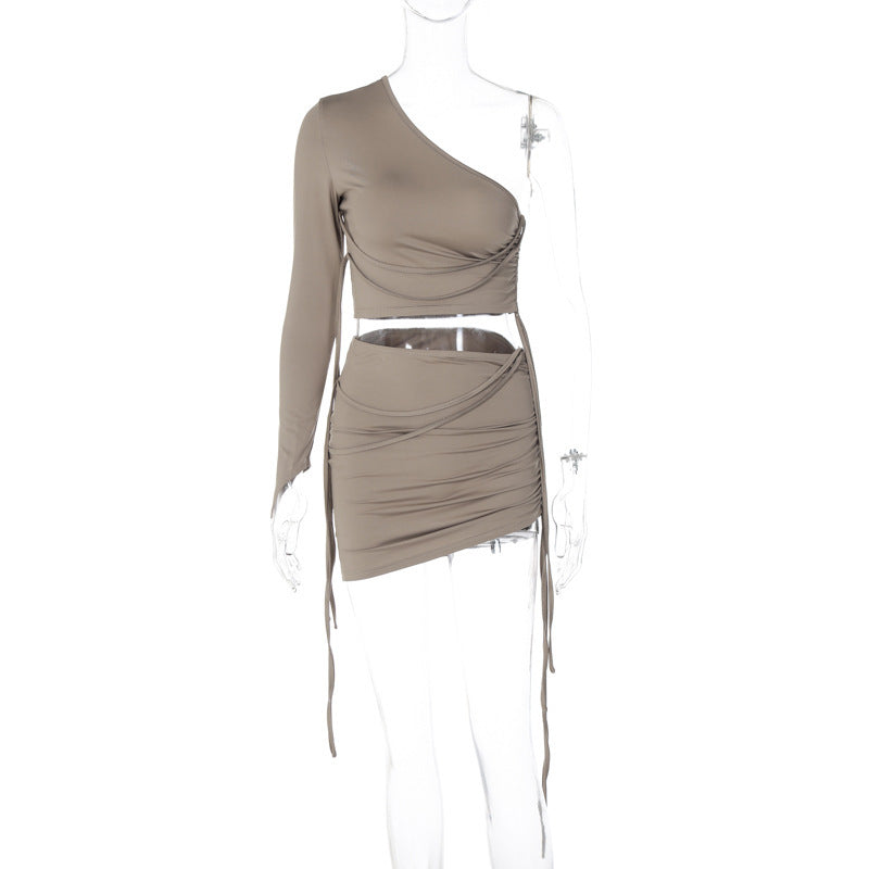 Asymmetrisches Damen-Oberteil-und-Miniröckchen-Set mit Rüschen von berg-feldt