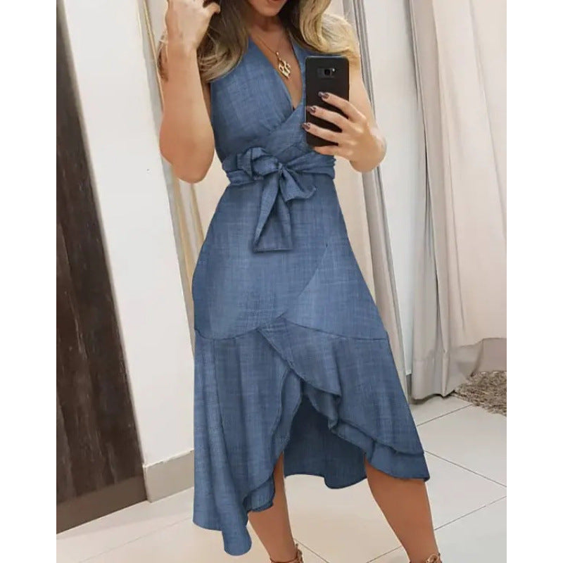 Asymmetrisches Wickelkleid mit Blumenmuster und Bindegürtel von berg-feldt für Damen