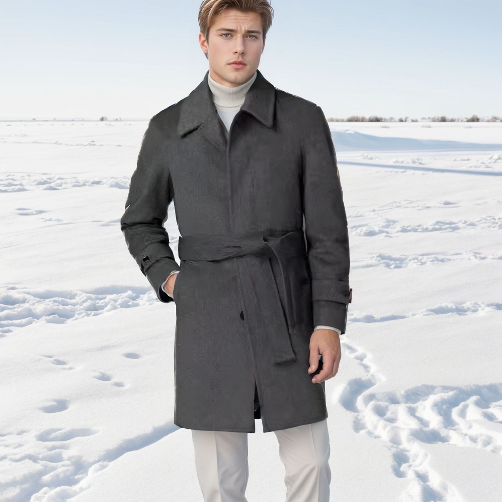 Herren Mantel Mit Gurtel