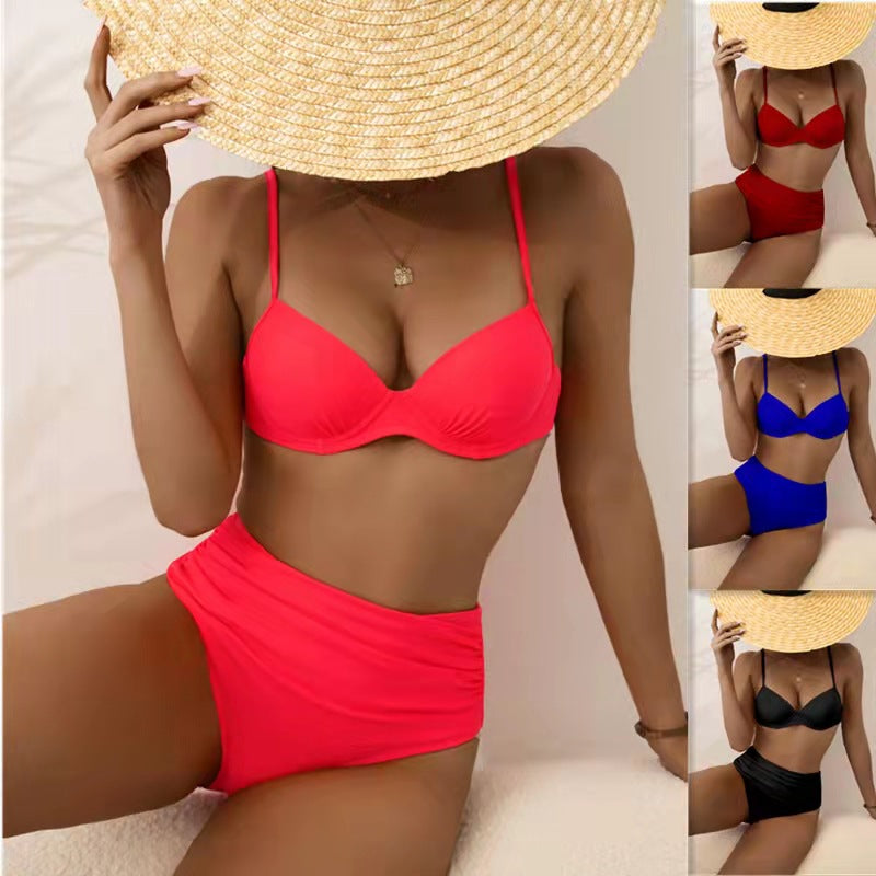 Haut de maillot de bain et bas de bikini taille haute, couleur unie Berg-Feldt