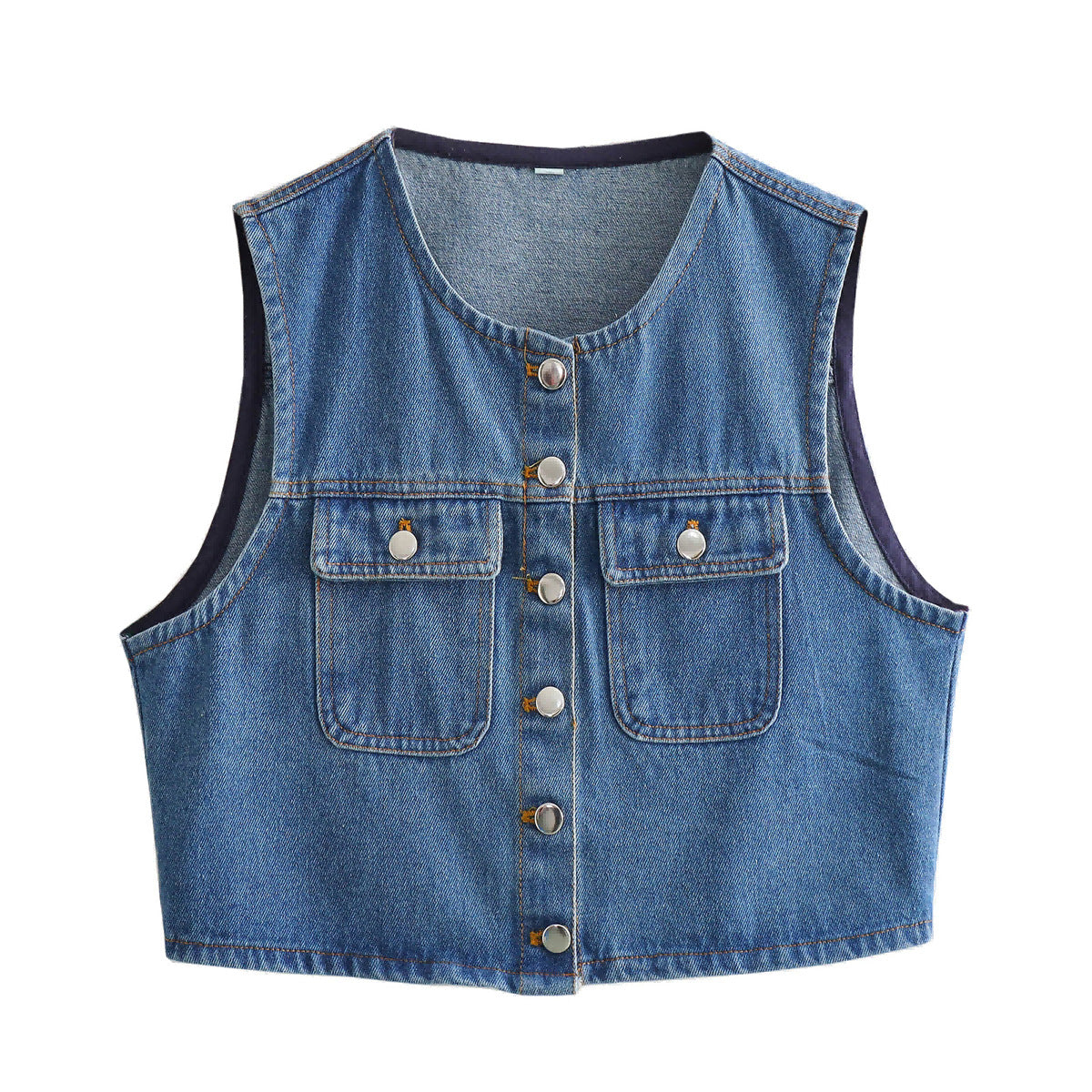 Women's Cropped Denim Utility Vest by berg-feldt