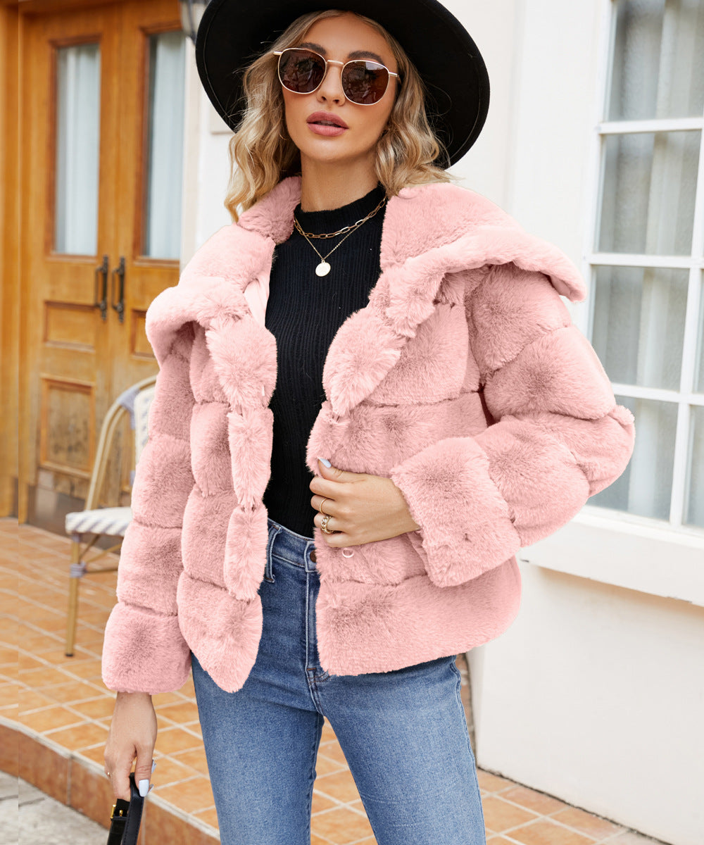 Damen Fleece-Puffjacke mit Kapuze Berg-Feldt