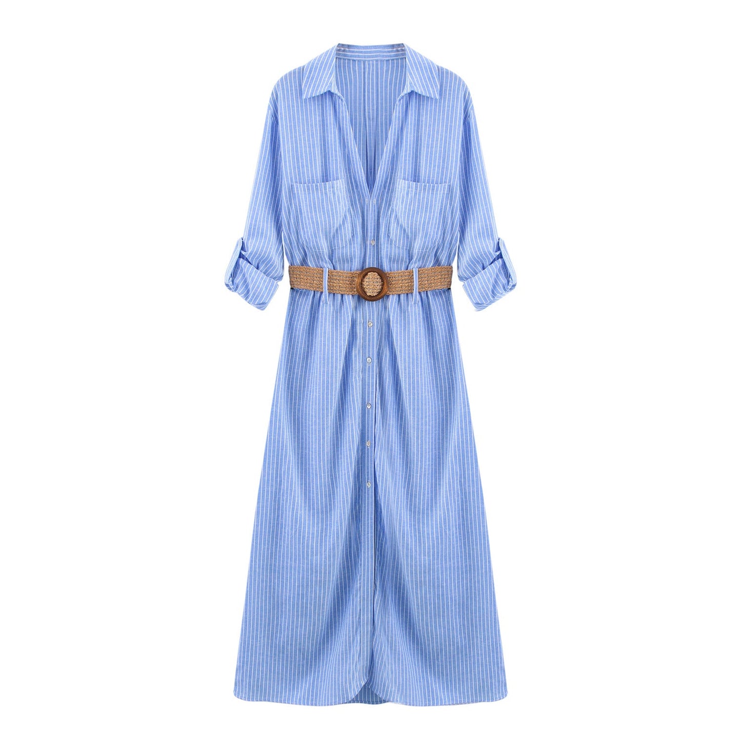 Robe midi décontractée boutonnée avec ceinture pour femme berg-feldt