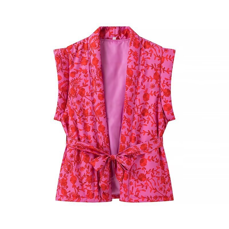 Women's Floral Print Sleeveless Kimono Jacket berg-feldt
