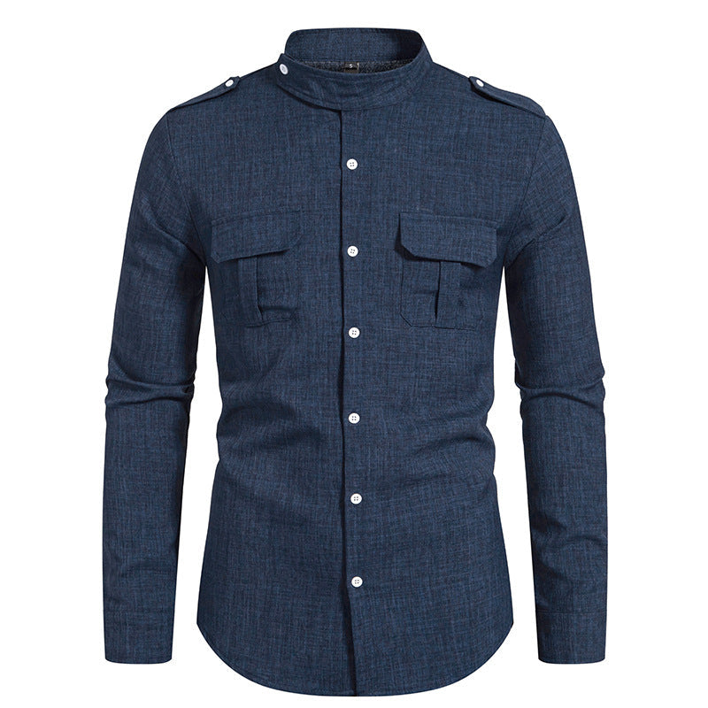 Chemise à manches longues pour homme avec deux poches poitrine pratiques et un col montant moderne Berg-Feldt