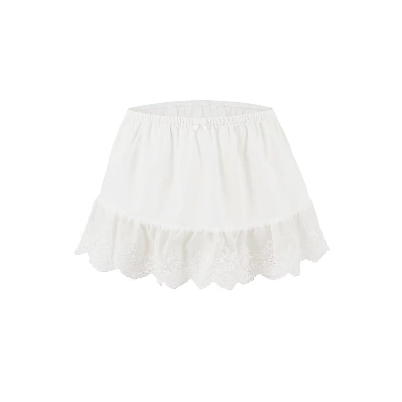 Berg-Feldt Crop Top Femme à Volants et Dentelle, Manches Courtes